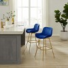 Art Leon Comfortable Velvet Swivel Barstool with Golden Legs, Set of 2 - 2 of 4