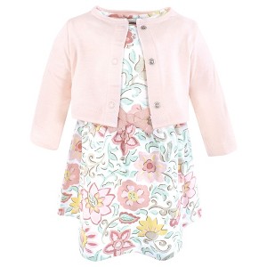 Touched by Nature Infant and Toddler Girls Organic Cotton Dress and Cardigan, Traditional Floral - 1 of 4