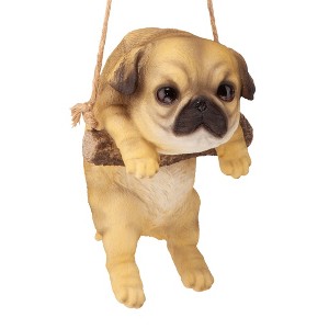 Design Toscano Pug Puppy On A Perch Hanging Dog'sculpture - Multicolored - 1 of 4
