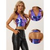 INSPIRE CHIC Women's Shimmering Shiny Party Holographic Crop Metallic Halter Top - 2 of 4