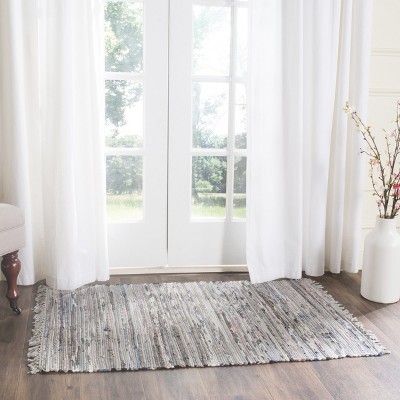 Gray Flat Woven Handmade Cotton Area Rug, 2'6" x 4'
