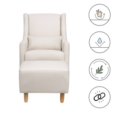 Toco Performance Cream Eco-Weave Swivel Glider with Ottoman