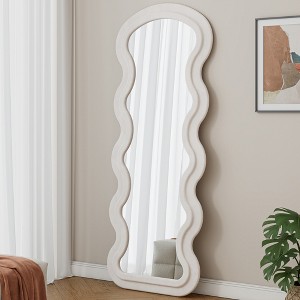 DOMETOUR Flannel Full Length Wave Floor Mirror with Stand for Bedroom Living room Hanging or Against The Wall - 1 of 4