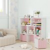 Toy Storage Cabinet, Kids Toy Shelf, Bookshelf with Hidden Wheels, 3 Removable Drawers for Bedroom, Playroom and Nursery, White Pink - 3 of 4