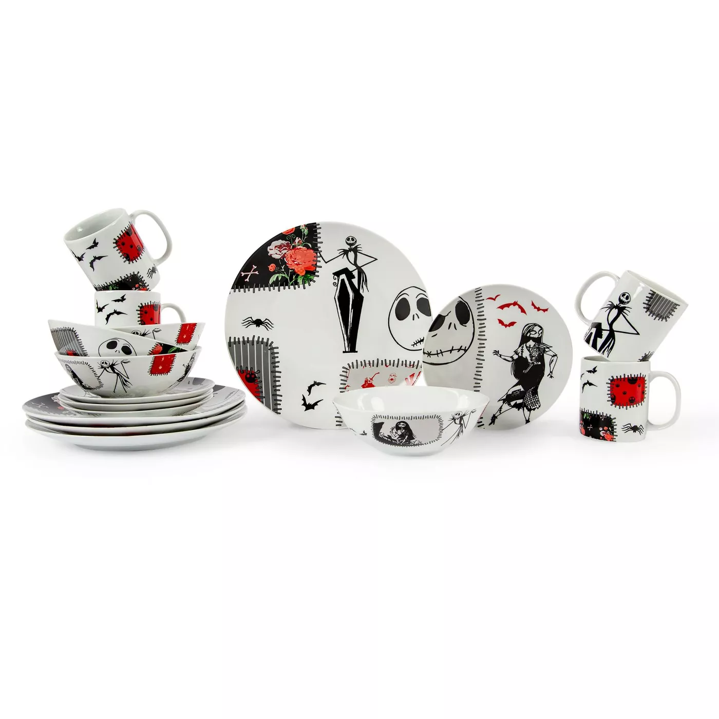 Seven20 The Nightmare Before Christmas Patched Up 16-Piece Dinnerware Set - image 1 of 7