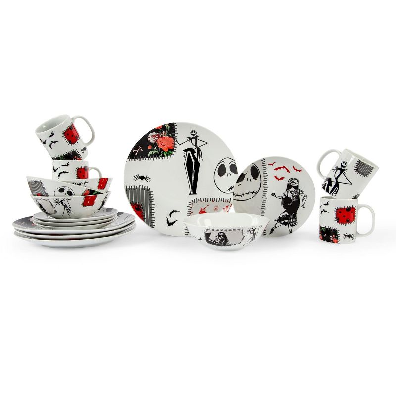 Seven20 The Nightmare Before Christmas Patched Up 16-Piece Dinnerware Set, 1 of 7