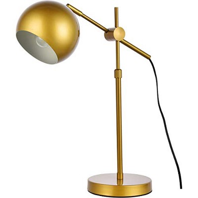 Adjustable Brass Globe Iron Table Lamp with Black Cord