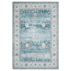 Washable Vintage Floral Print Chenille Living Room Rugs, Distressed Print Non Slip Bedroom Carpet, Retro Accent Floor Cover - 1 of 4