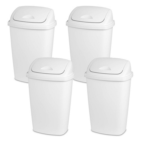 Sterilite 13 Gallon TouchTop Wastebasket with Titanium Latch, White (8 Pack)