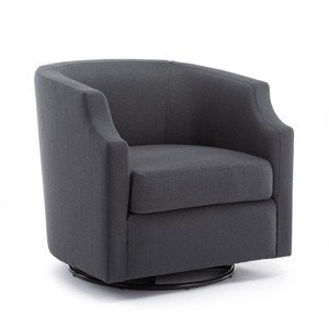NicBex Linen Swivel Barrel Accent Chair,Upholstered Swivel Living Room Chair with Curved Backrest,Cozy Armchair,Accent Chairs for Living Room - 1 of 4