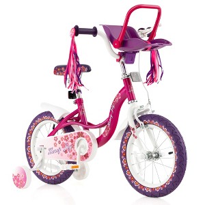 Costway 16'' Kids Bike with Doll Seat Girls Bicycle with Training Wheels for 4-7 Years Old Girl - 1 of 4