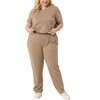 Agnes Orinda Women's Plus Size 2Pcs Sports Short Sleeve Comfy Knit Tracksuit Sets - 2 of 4
