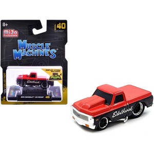 1972 Chevrolet C-10 Pickup Truck Red and Black "Edelbrock" 1/64 Diecast Model Car by Muscle Machines - 1 of 3