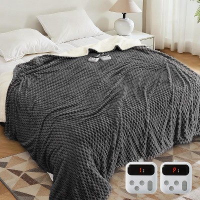 Coucheta Electric Heated Blanket - 6 Heat Levels & 9-Hour Auto Shut Off, Double-Sided Plush Fleece Throw Blanket, Machine Washable Soft Heating