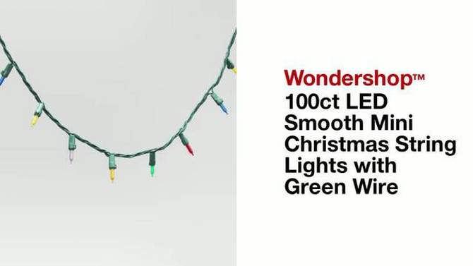 100ct LED Smooth Mini Christmas String Lights with Green Wire - Wondershop™, 2 of 6, play video