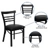 Flash Furniture Black Three-Slat Ladder Back Metal Restaurant Chair - 3 of 4