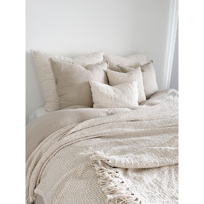 Beige Fringe So Soft Linen Pillow with Down Alternative Insert
