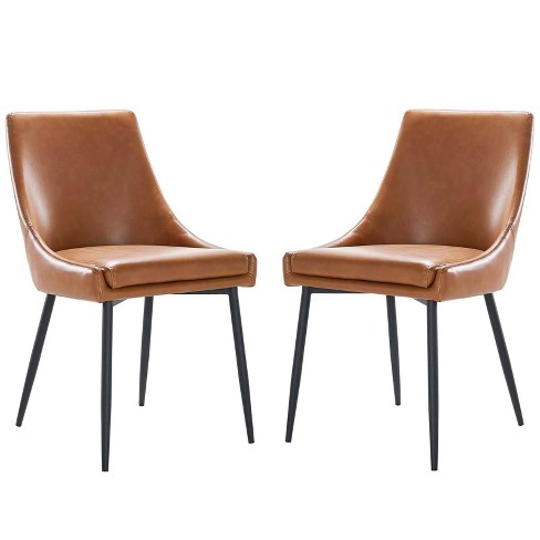 Tan leather dining chairs next hot sale