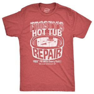 Mens Frostys Hot Tub Repair T Shirt Funny Xmas Season Snowman Service Joke Tee For Guys - Crazy Dog Men's T Shirt - 1 of 4
