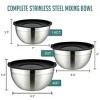 Stainless Steel Mixing Bowls with Lids, Set of 3 Durable Rust Resistant for Nonslip Nesting Mixing Bowl Set for Cooking, Baking, Meal Prep and Storage - 3 of 4