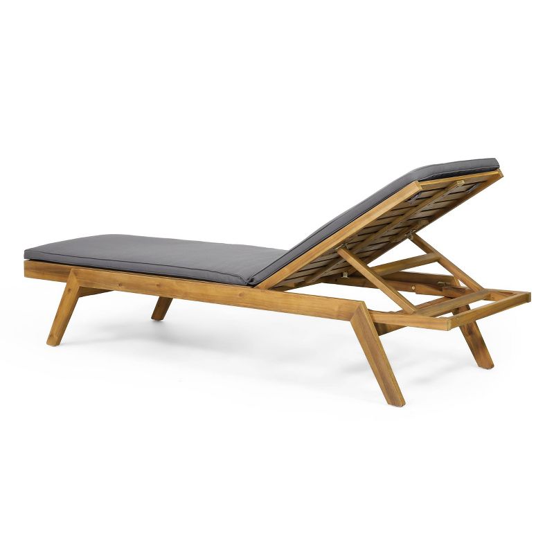 Caily 2pk Outdoor Acacia Wood Chaise Lounges with Cushions - Teak/Dark Gray - Christopher Knight Home, 6 of 14