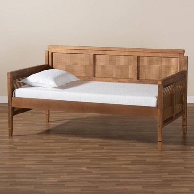 Walnut Brown Twin Upholstered Daybed with Trundle