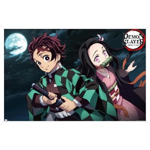 Trends International Demon Slayer - Tanjiro & Nezuko Night Framed Wall Poster Prints - 1 of 4