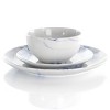 Elama 16pc Stoneware Fine Marble Dinnerware Set Blue/White Blue/White: Microwave & Dishwasher Safe, Service for 4 - 2 of 4