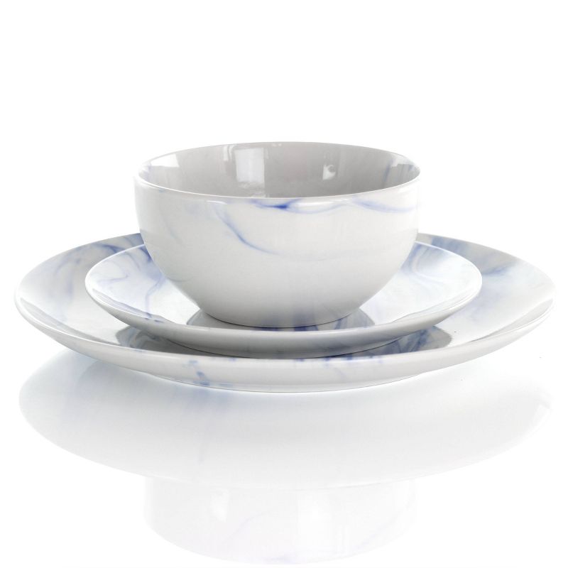 16pc Stoneware Fine Marble Dinnerware Set Blue/White Blue/White - Elama, 2 of 10
