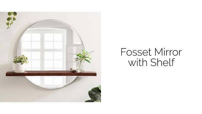 30&#34; x 24&#34; Fosset Round Frameless Mirror with Shelf Walnut Brown - Kate &#38; Laurel All Things Decor, 2 of 13, play video