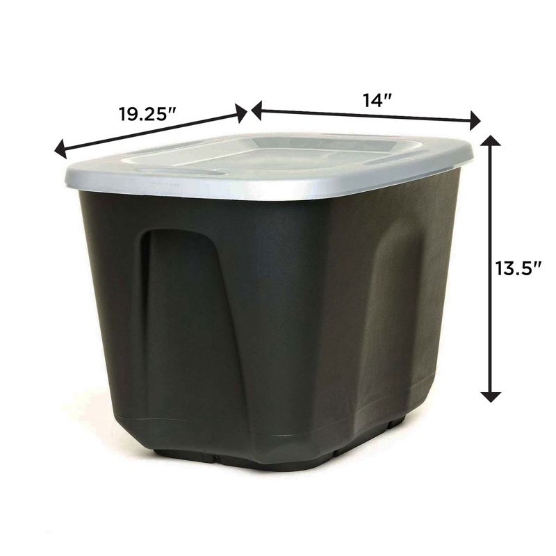 Homz Single 10 Gallon Durable Molded Plastic Garage Garden Kitchen Bedroom Storage Bin w/ Lid, Black/Gray, 5 of 6