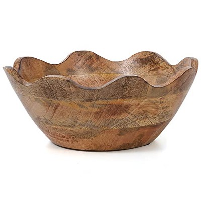 Mela Artisans Wooden Scalloped Bowl – Wooden Bowls for Decor, Candies