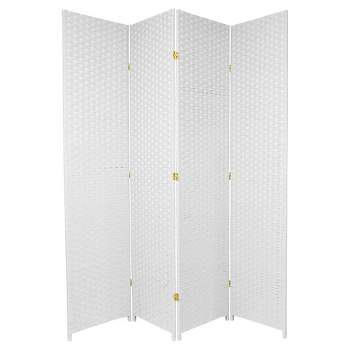 7 ft. Tall Woven Fiber Room Divider - White (4 Panels)