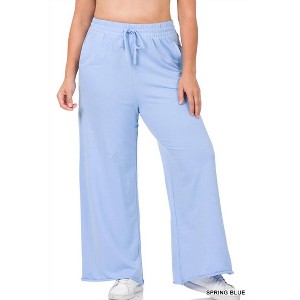 Women's French Terry Wide Leg Lounge Pants - ZENANA - 1 of 2