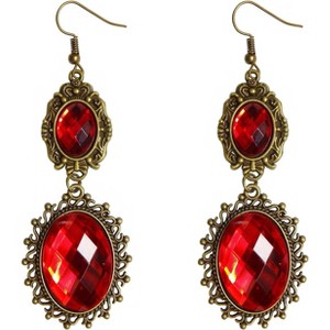 Lolita Style Red Rhinestone Chandelier Earrings - 1 of 4