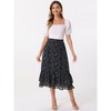 INSPIRE CHIC Women's Chiffon Elastic Waist Ruffle Tiered Flowy Midi Floral Printed Skirts - 2 of 4