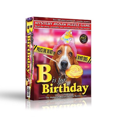 TDC Games Alphabet Mystery Puzzle - B Is For Birthday - Includes Short Mystery Booklet and Two 500 piece Puzzles with Clues