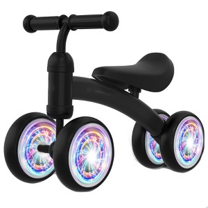 Itopfox Baby Balance Bike for 12-36 Months Kids, Toddler First Birthday Gift, No Pedal 4 Wheels Bicycle, Indoor & Outdoor Play Colorful, Black-Light - 1 of 4