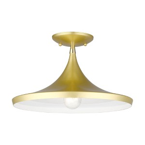 Livex Lighting Waldorf 1 - Light Semi-Flush Mount in  Soft Gold/Polished Brass - 1 of 4