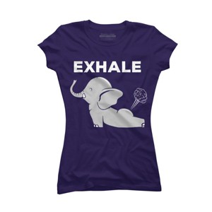 Junior's Design By Humans Exhale Elephant Beyond Yoga Meditation By JplusFunny T-Shirt - 1 of 3