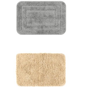 Unique Bargains 2Pcs Non-Slip Extra Thick Microfiber Soft Plush Bath Mats - 1 of 4