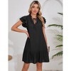 Womens Summer Dresses 2025 V-Neck Drawstring Ruffle Cap Short Sleeve Side Pockets Mini Dress Sundress - 4 of 4