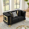 69" Velvet Loveseat Luxury Sofa with Gold Stainless Steel Trims and Embroidered Texture, Mid Century Modern Victorian Tufted Couch - 4 of 4