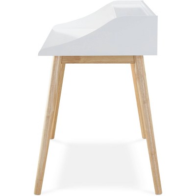 Alton Mid-Century Modern White Writing Desk with Flared Legs