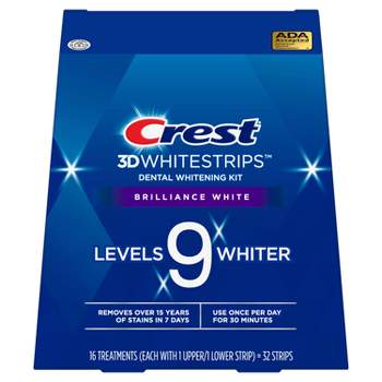 Crest 3D No Slip Whitestrips Brilliance White Teeth Whitening Kit with Hydrogen Peroxide - 16 Treatments