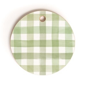 Ninola Design Watercolor Gingham Salad Green Round Cutting Board - Deny Designs - 1 of 3