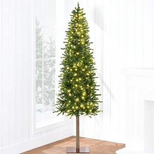 Prelit Artificial Christmas Tree with Twinkle Lights, Slim Pencil Xmas Tree, Warm White Lights & Metal Stand - 1 of 1