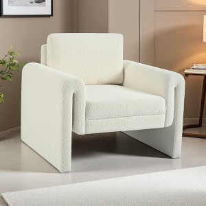 31.25" Boucle Modern Accent Chair with Round Arms and Sturdy Support - 1 of 4