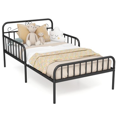 Safstar Twin Size Metal Bed Frame Modern Platform Bed with Safety Guardrails Headboard