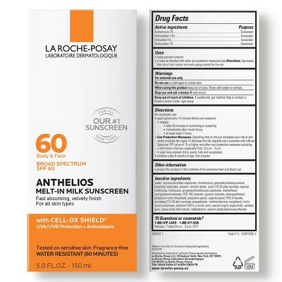 La Roche Posay Anthelios Sunscreen, Melt-In-Milk for Face and Body Sunscreen Lotion - SPF 60 - 5oz​_1